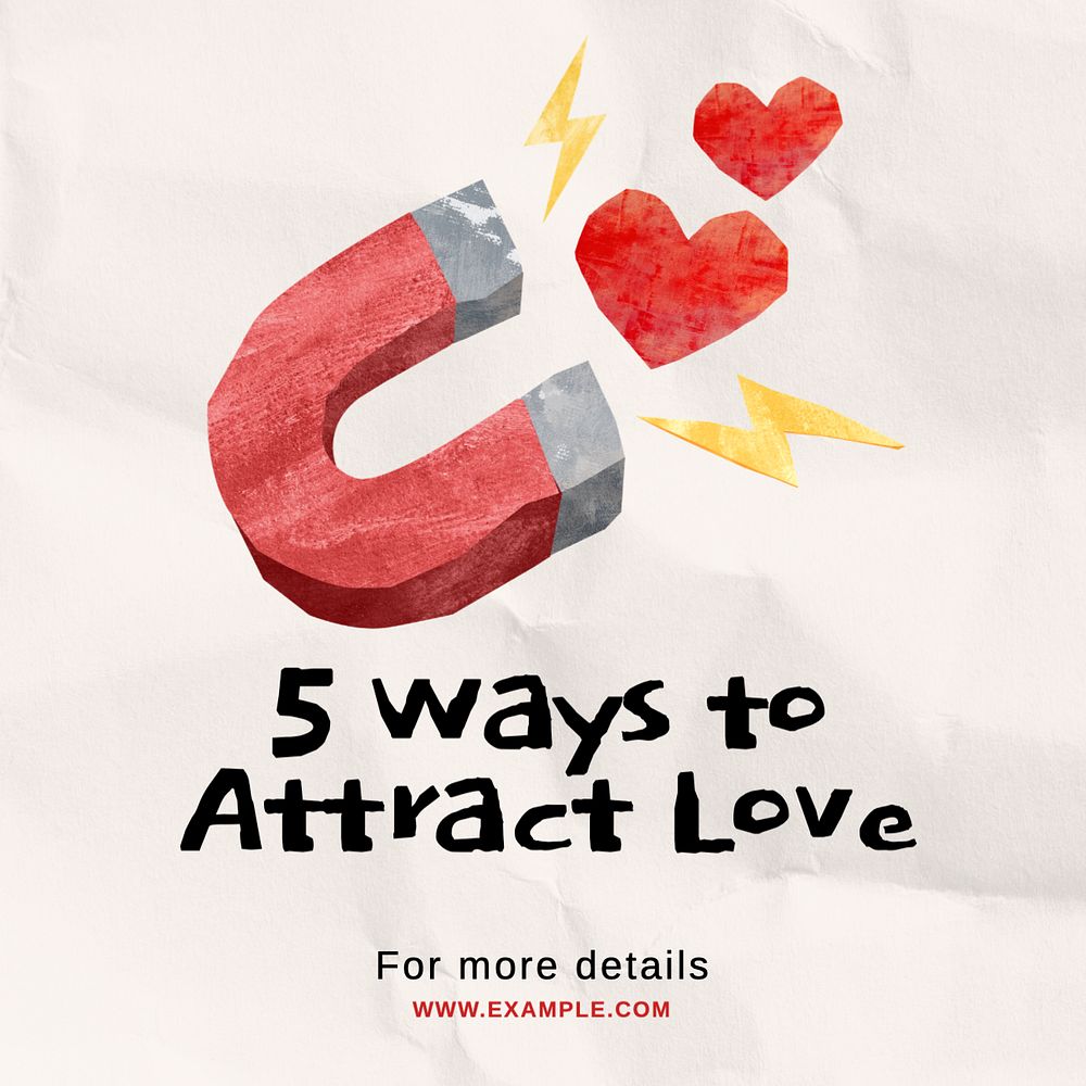 Love attraction Instagram post template, editable text