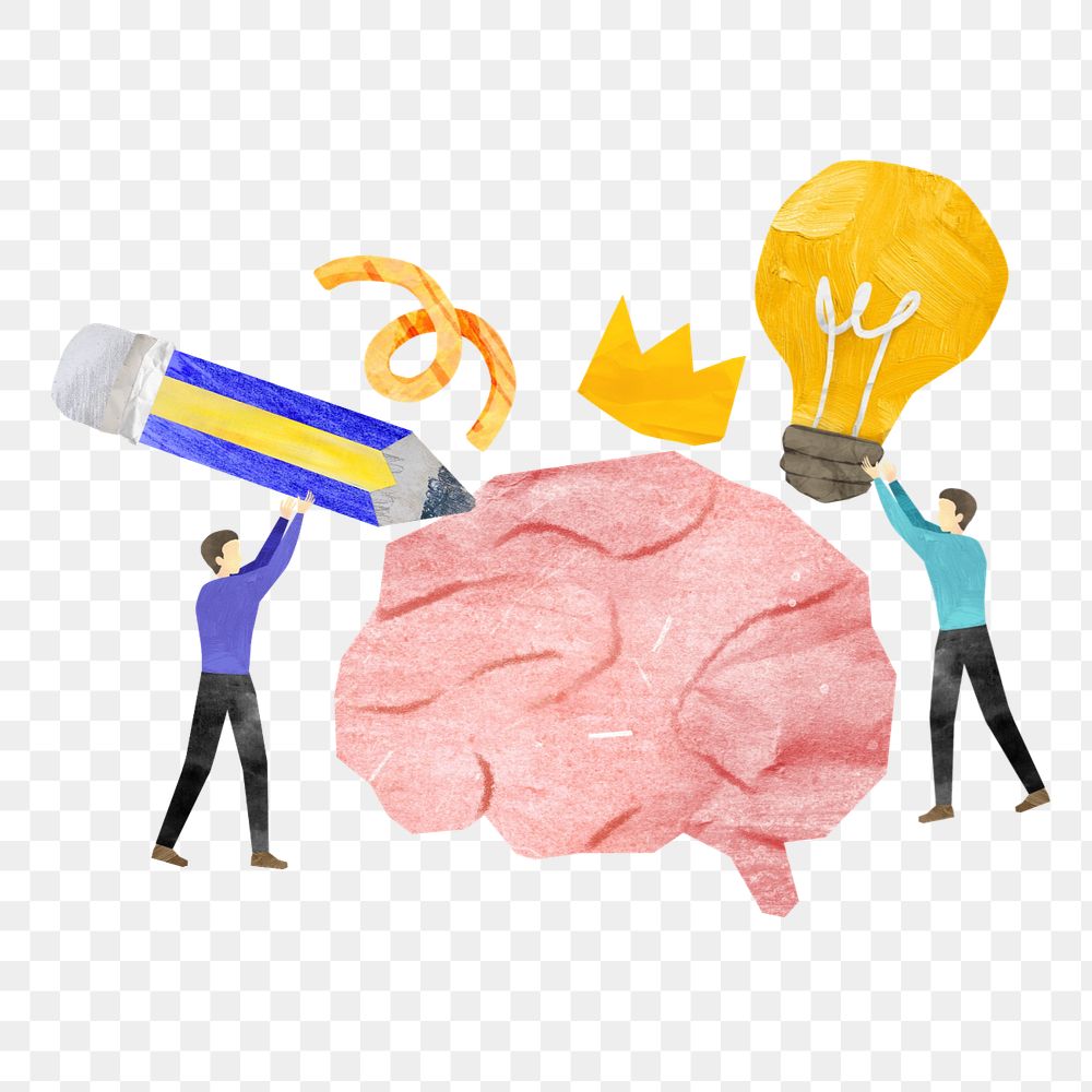 Creative writing brain, paper craft element, editable design