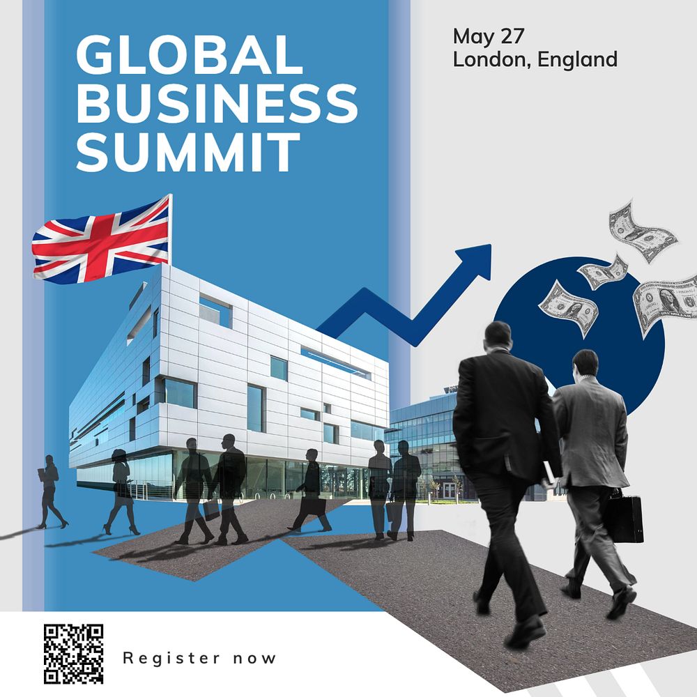 Global business summit Instagram post template, editable text