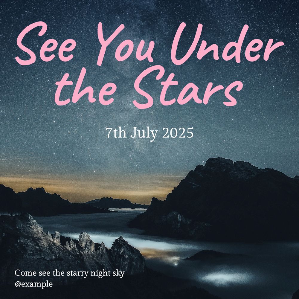 Stargazing Instagram post template, editable text