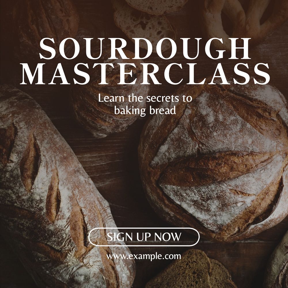 Sourdough masterclass Instagram post template, editable text