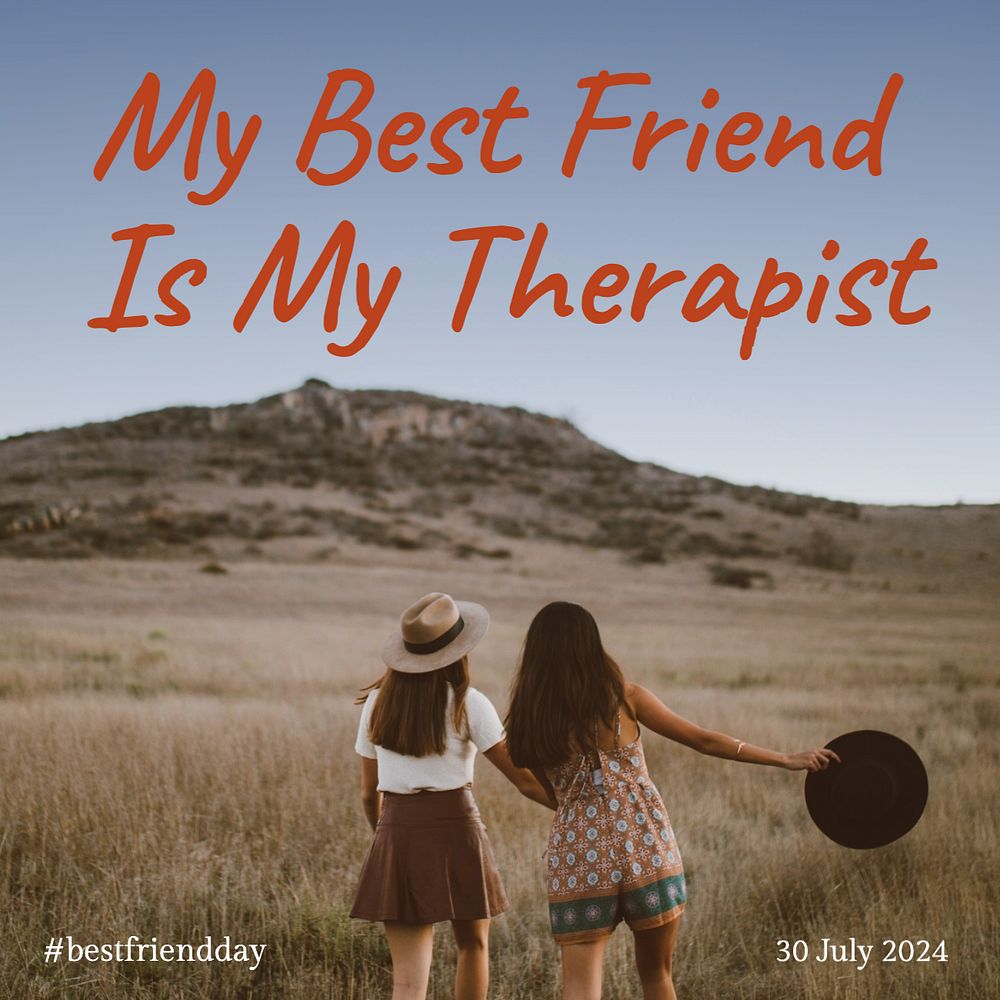 Best friend therapy Instagram post template, editable text