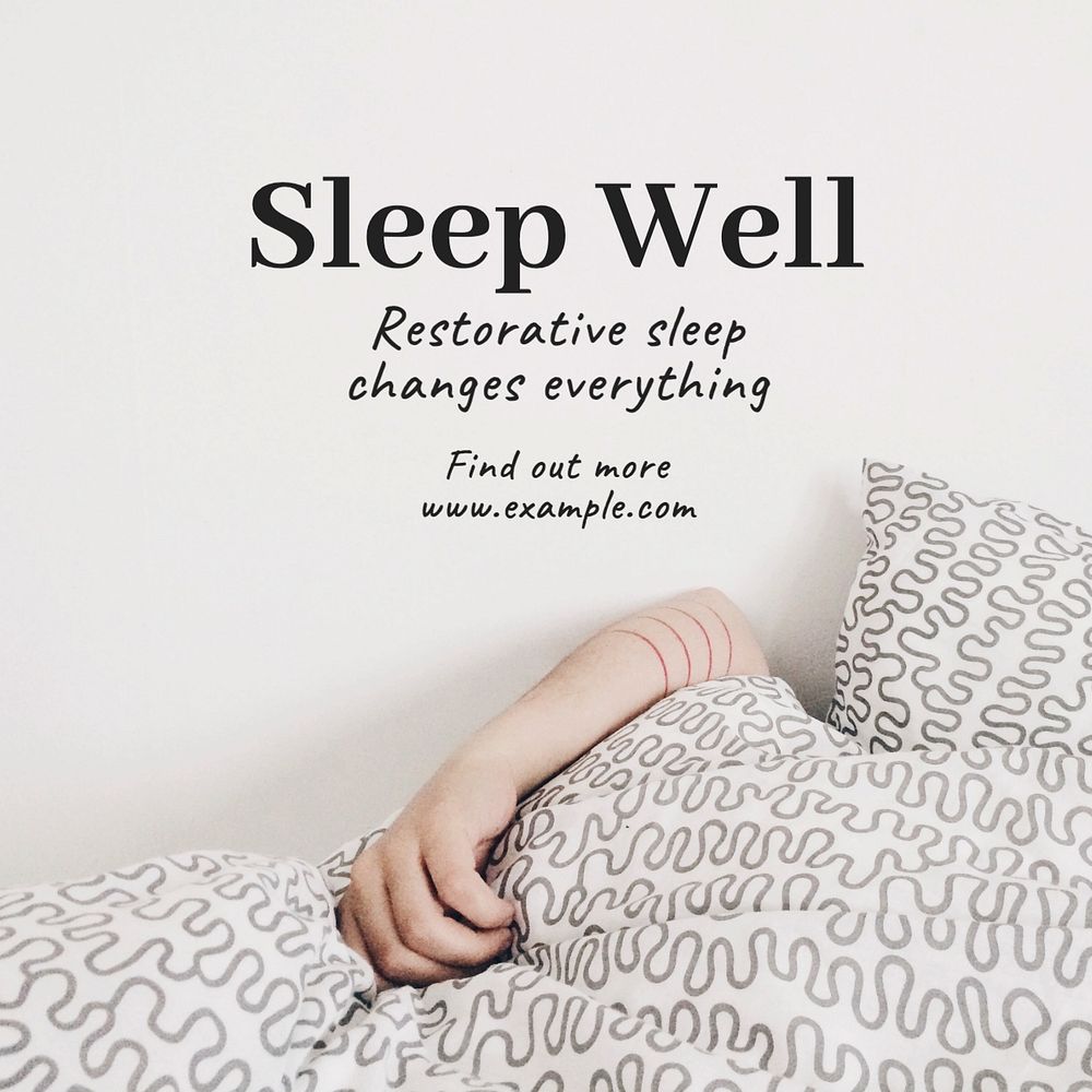 Sleep well Instagram post template, editable text