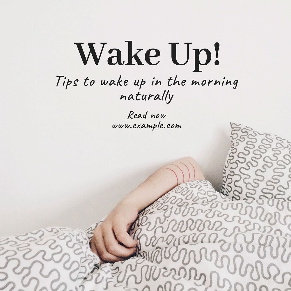 Wake up Instagram post template, editable text