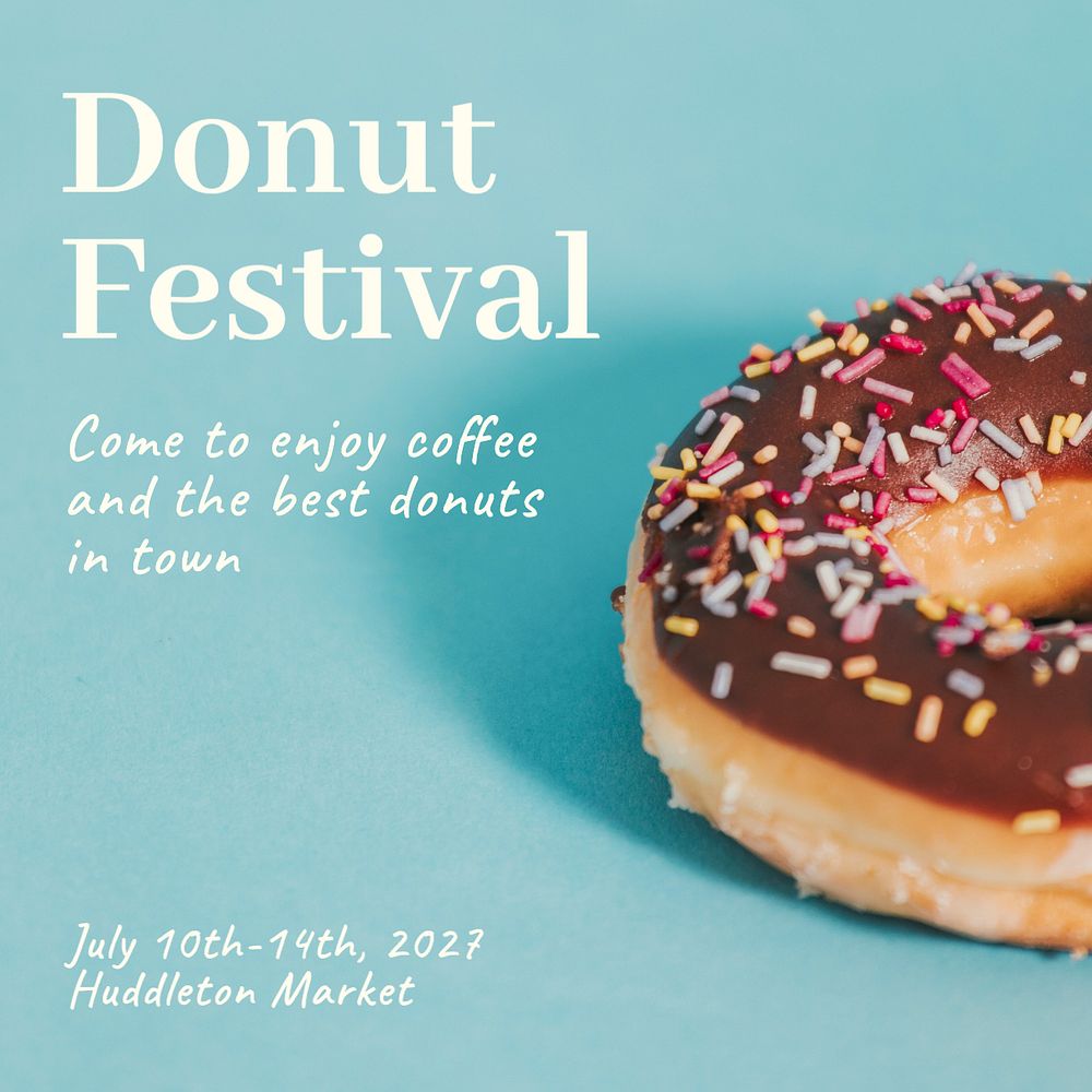 Donut festival Instagram post template, editable text