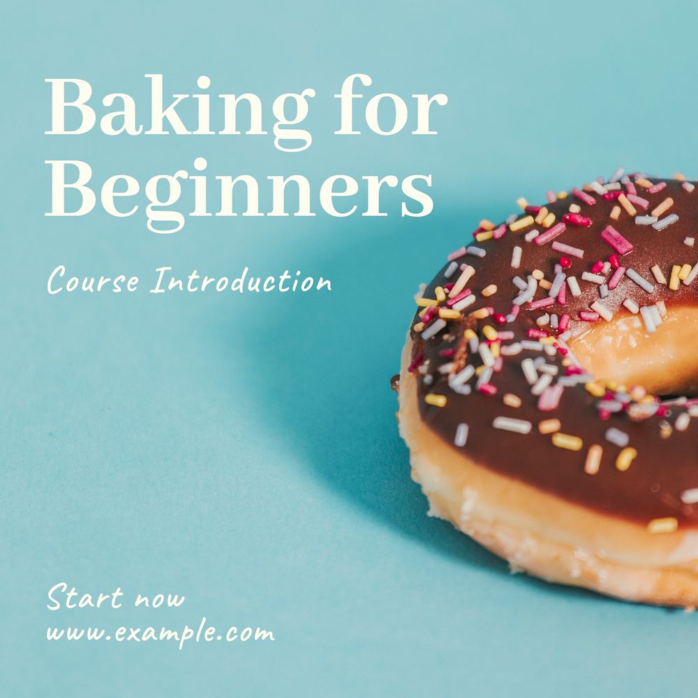 Baking for beginners Instagram post template, editable text