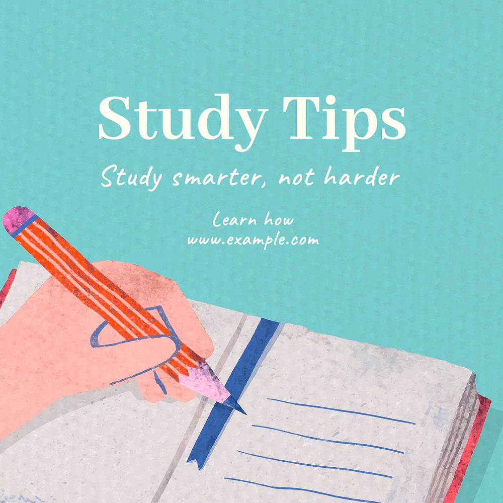 Study tips Instagram post template, editable text