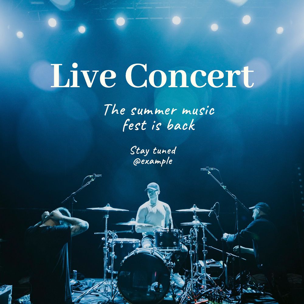 Live concert Instagram post template, editable text