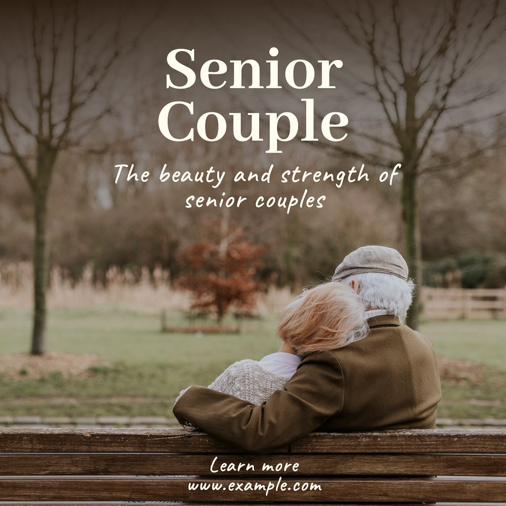 Senior couple Instagram post template, editable text