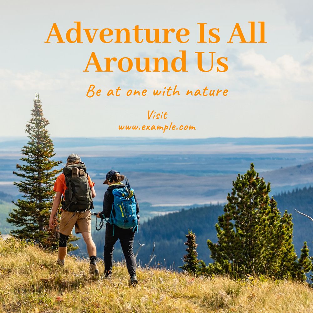 Nature adventure Instagram post template, editable text