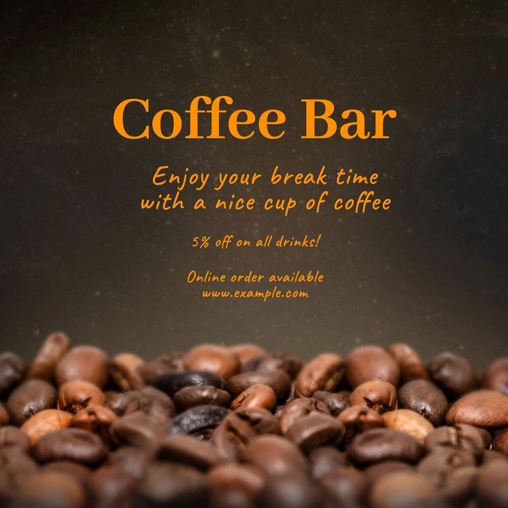 Coffee shop Instagram post template, editable text