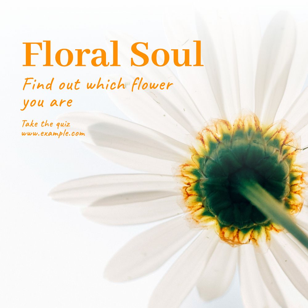 Floral soul quiz Instagram post template, editable text