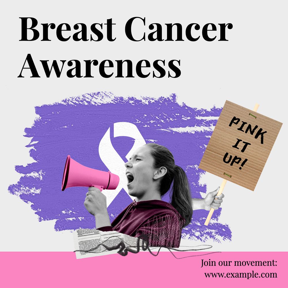 Breast cancer awareness Instagram post template, editable text