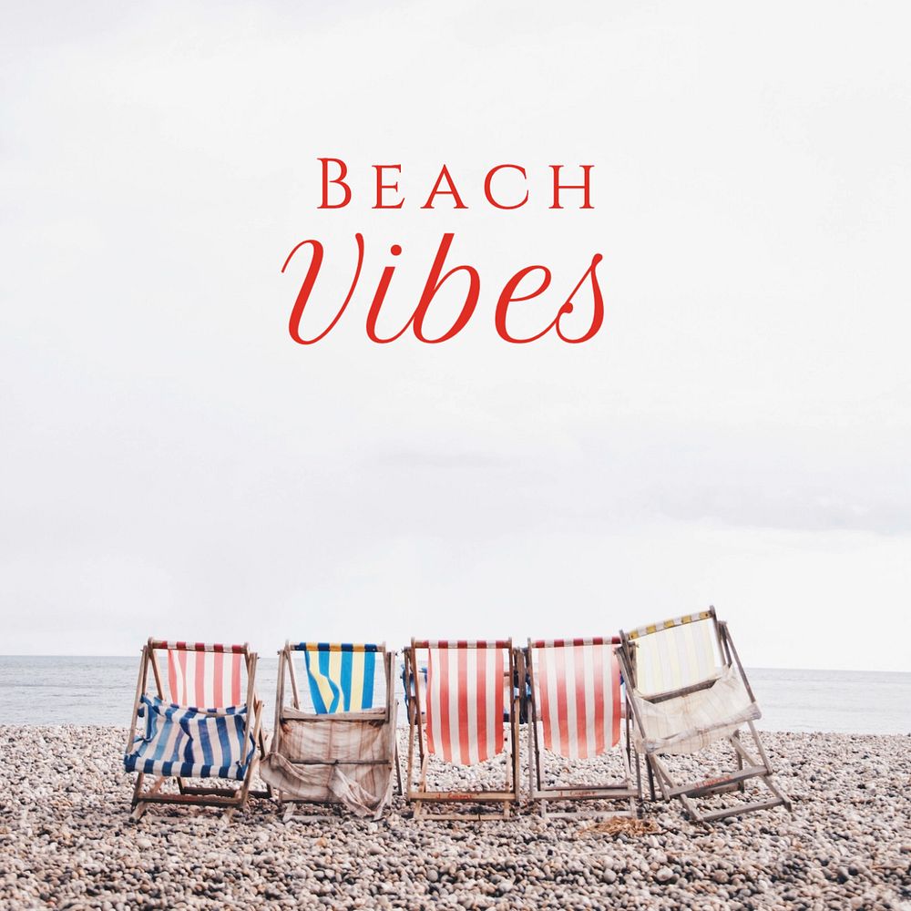 Beach Vibes Instagram post template, editable text