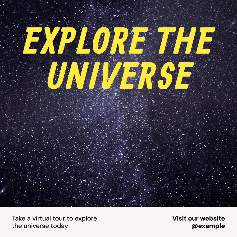 Explore the universe Instagram post template, editable text