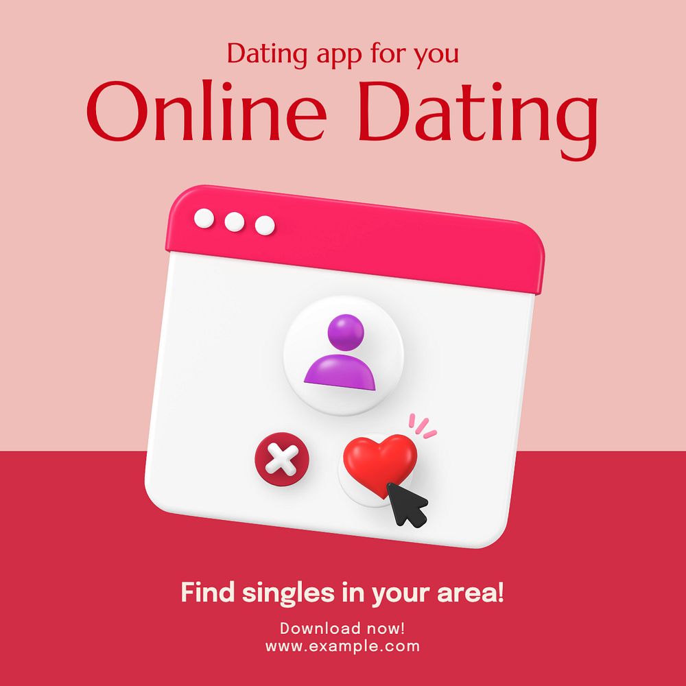 Online dating Instagram post template, editable text