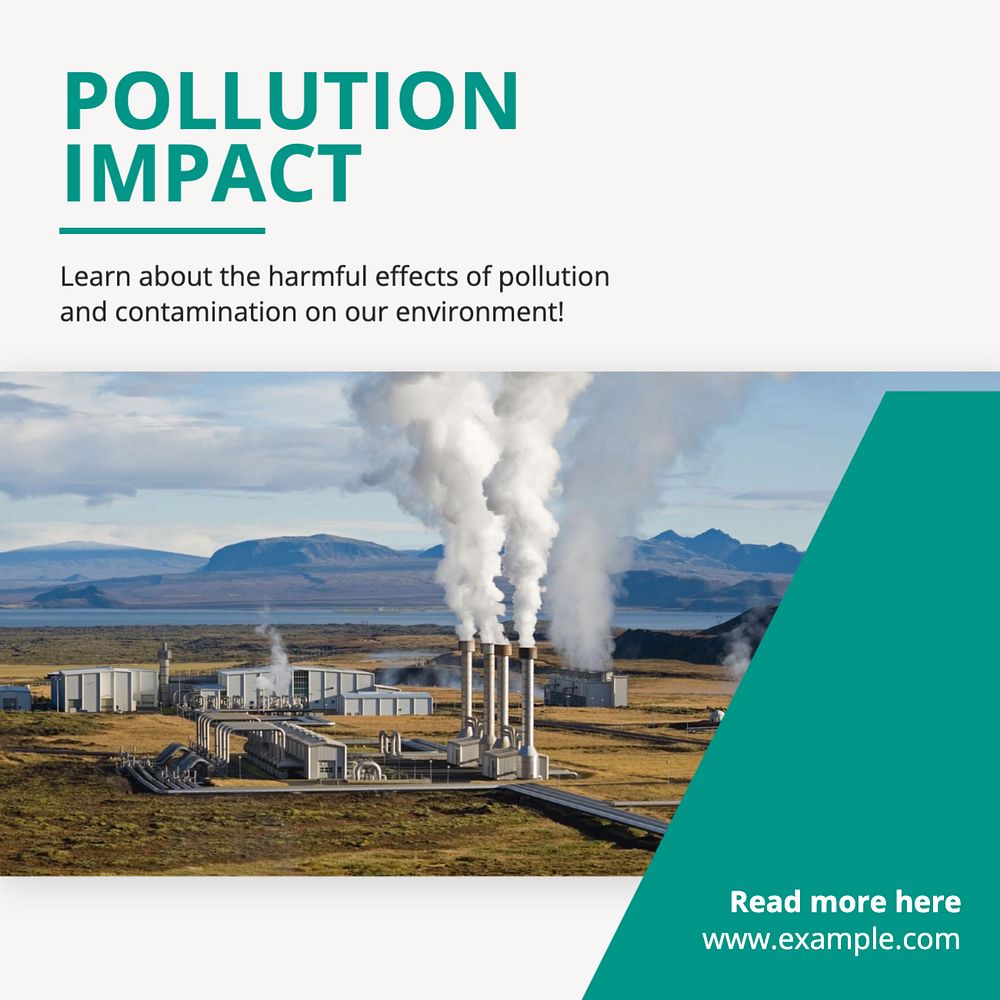 Pollution impact Instagram post template, editable text