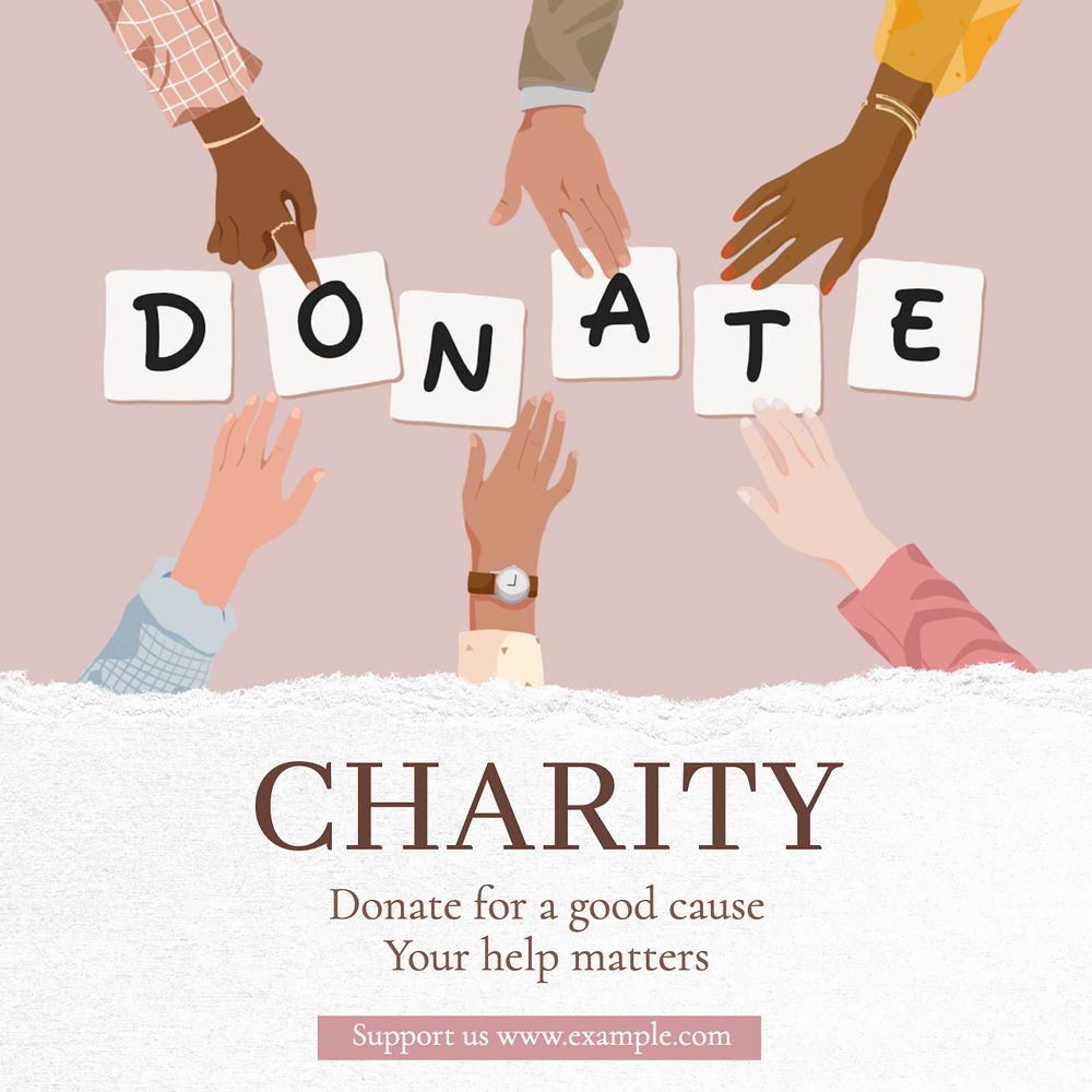 Charity Instagram post template, editable text