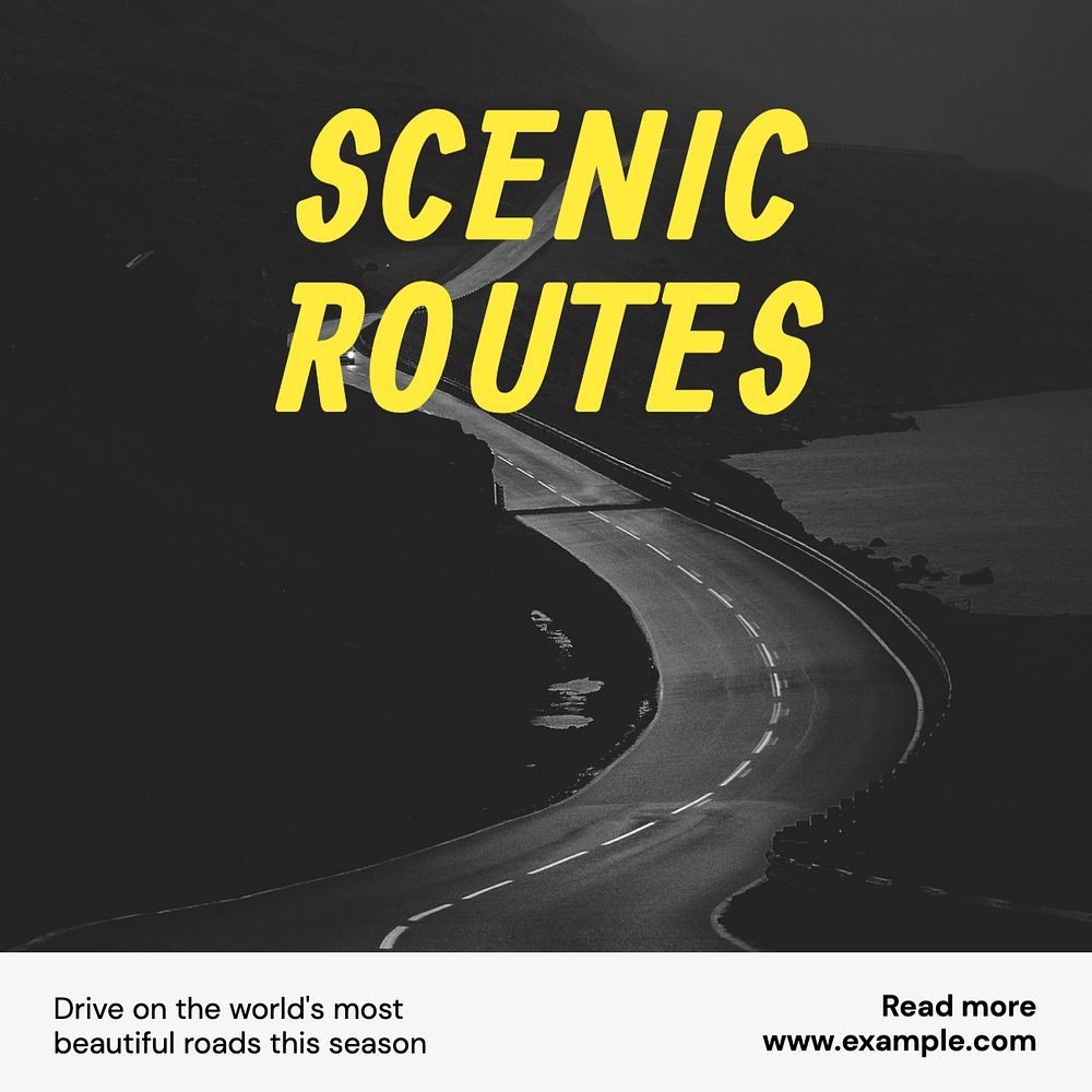 Scenic routes Instagram post template, editable text