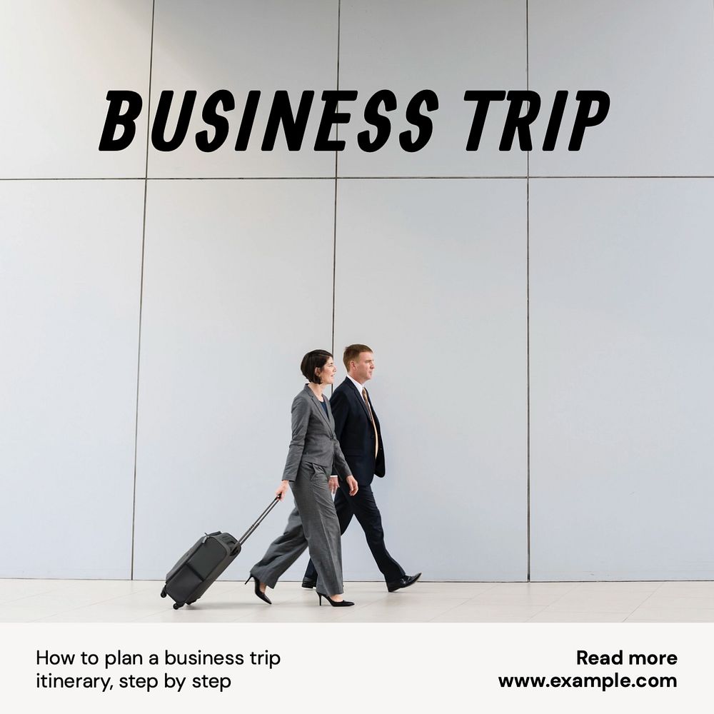 Business trip Instagram post template, editable text