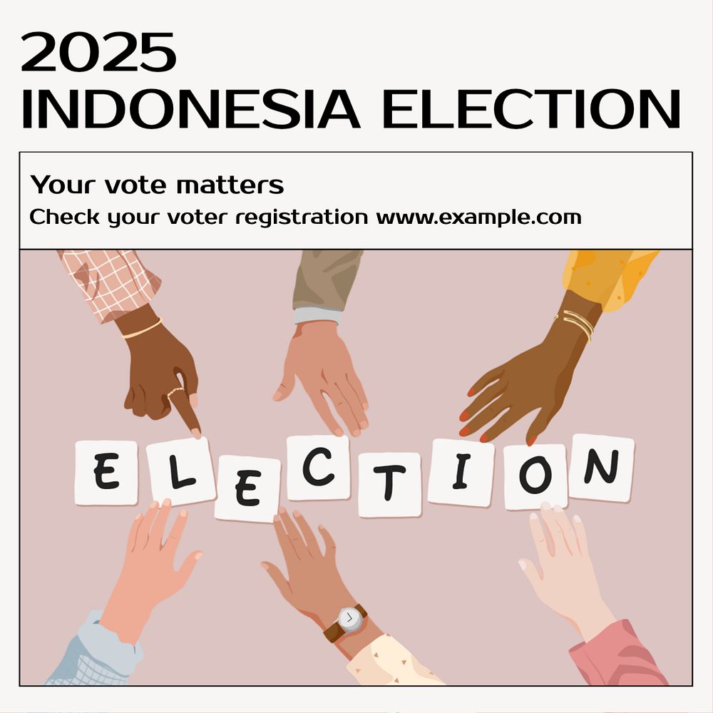 Indonesia election Instagram post template, editable text