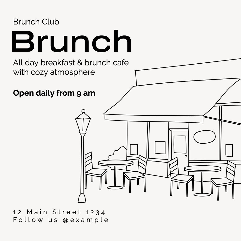 Brunch Instagram post template, editable text