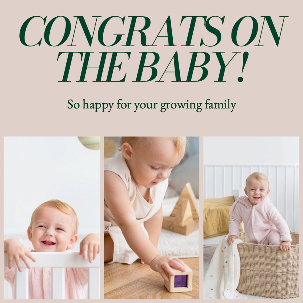 Congrats for baby  Instagram post template, editable text