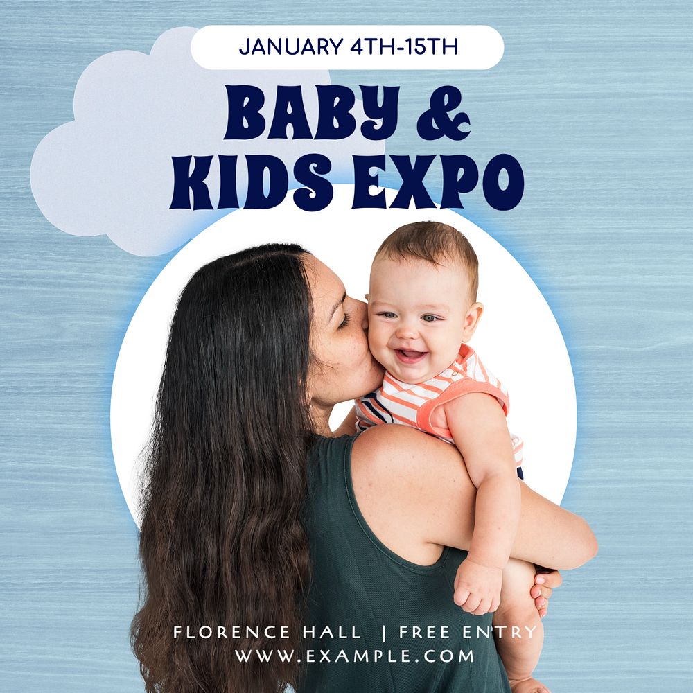 Baby & kids expo Instagram post template, editable text