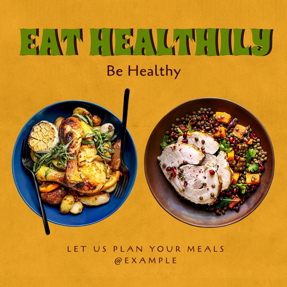 Healthy eating Instagram post template, editable text