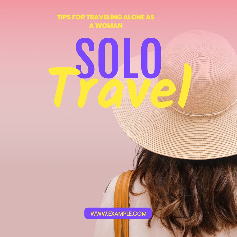 Solo travel Instagram post template, editable text