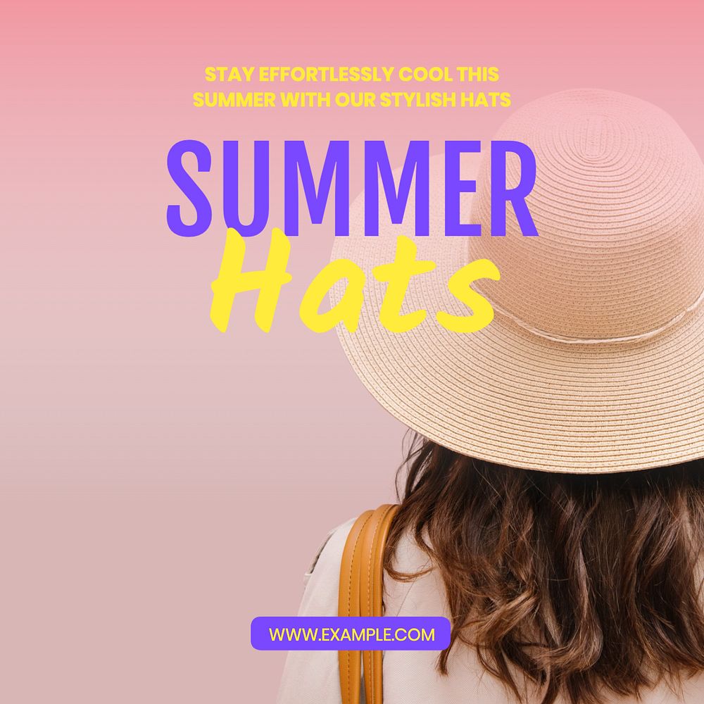 Summer hats Instagram post template, editable text