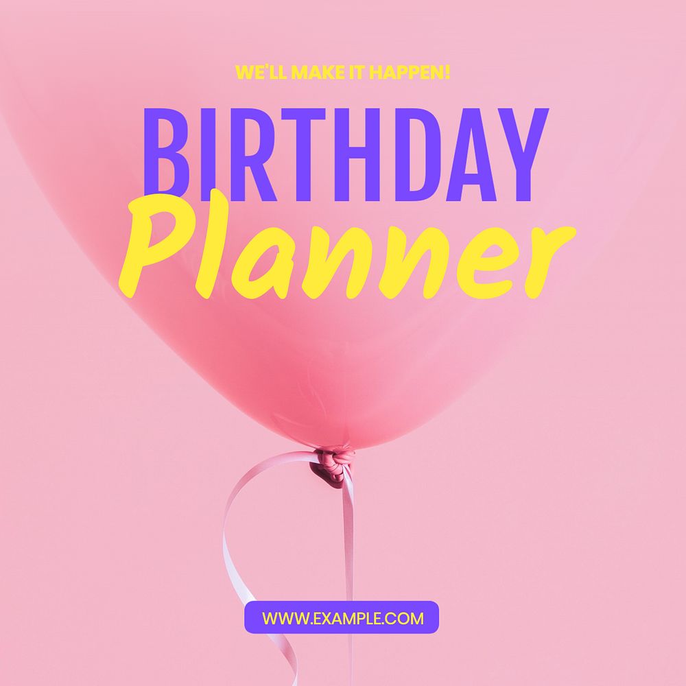 Birthday planner Instagram post template, editable text