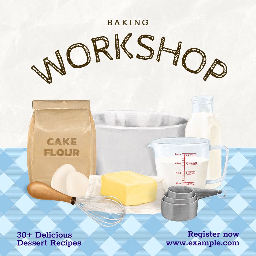 Baking workshop  Instagram post template, editable text