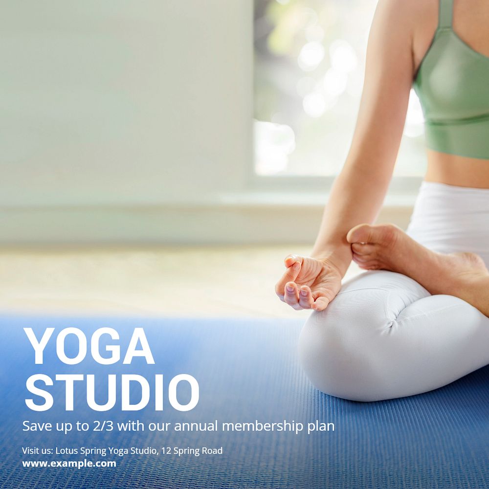 Yoga studio Instagram post template, editable text