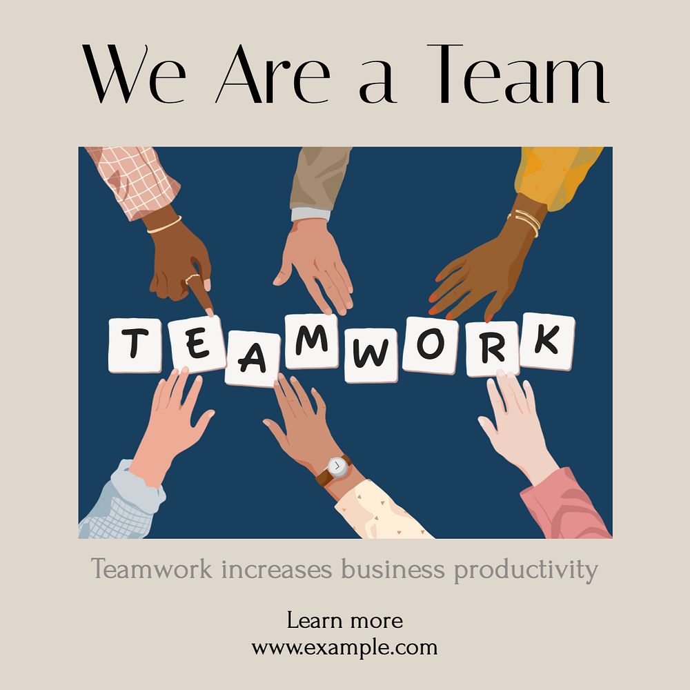 Business teamwork Instagram post template, editable text