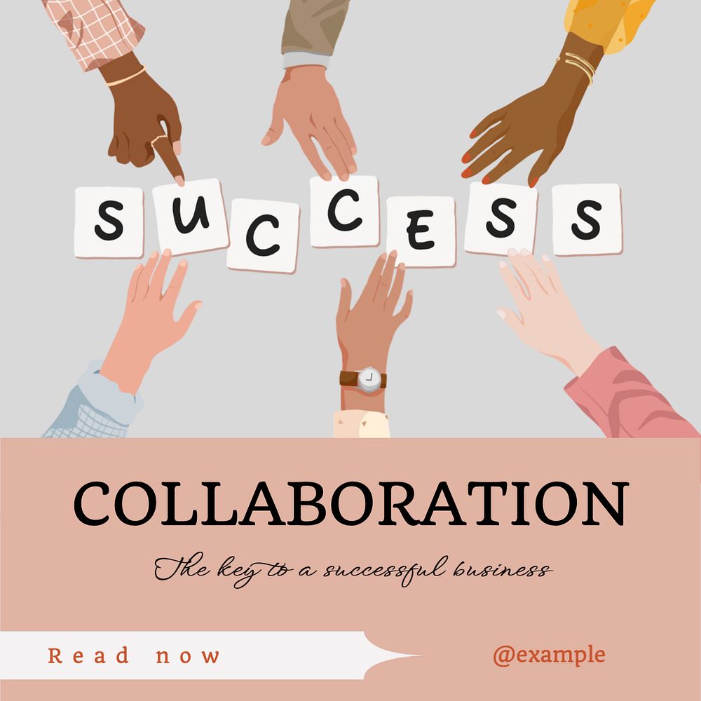 Business collaboration Instagram post template, editable text