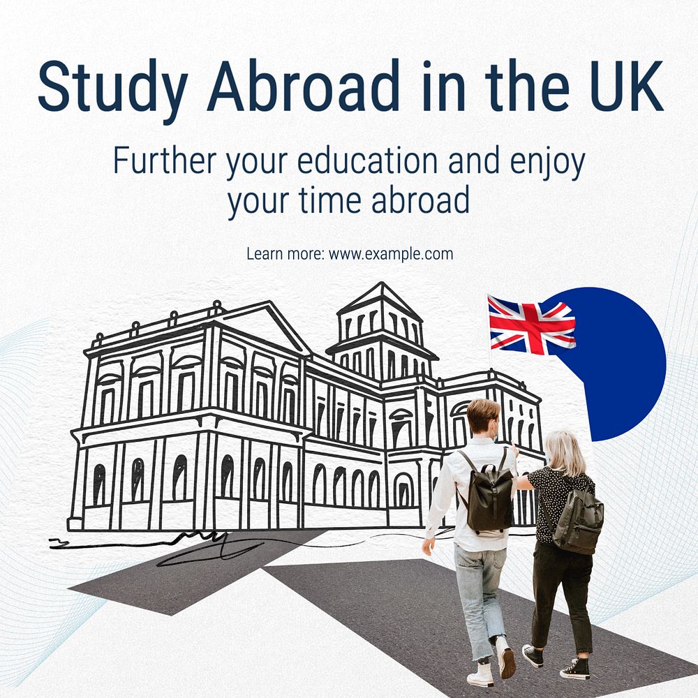 Study abroad Instagram post template, editable text