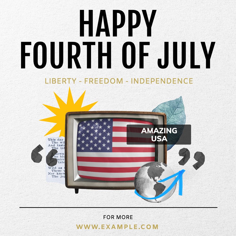 4th of July Instagram post template, editable text