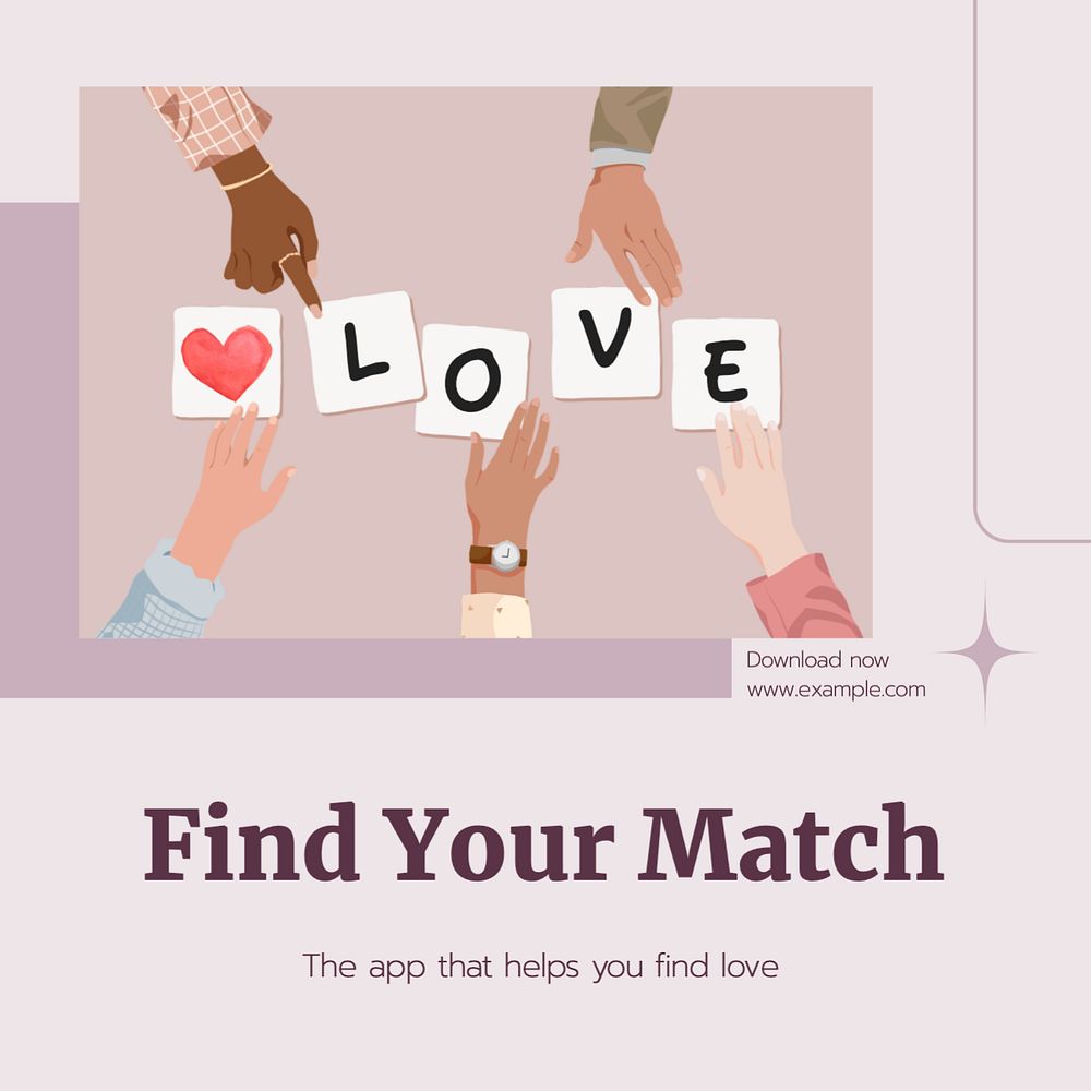 Find your match Instagram post template, editable text