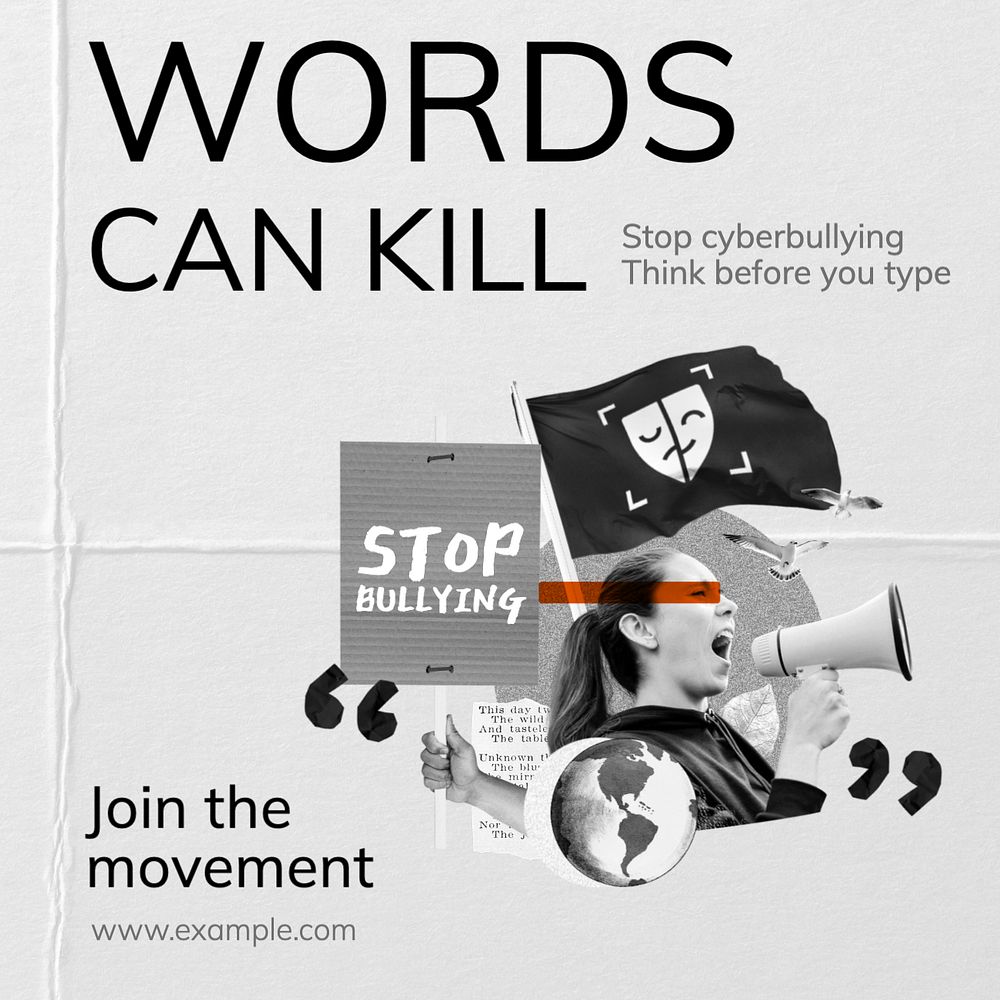 Words can kill Instagram post template, editable text