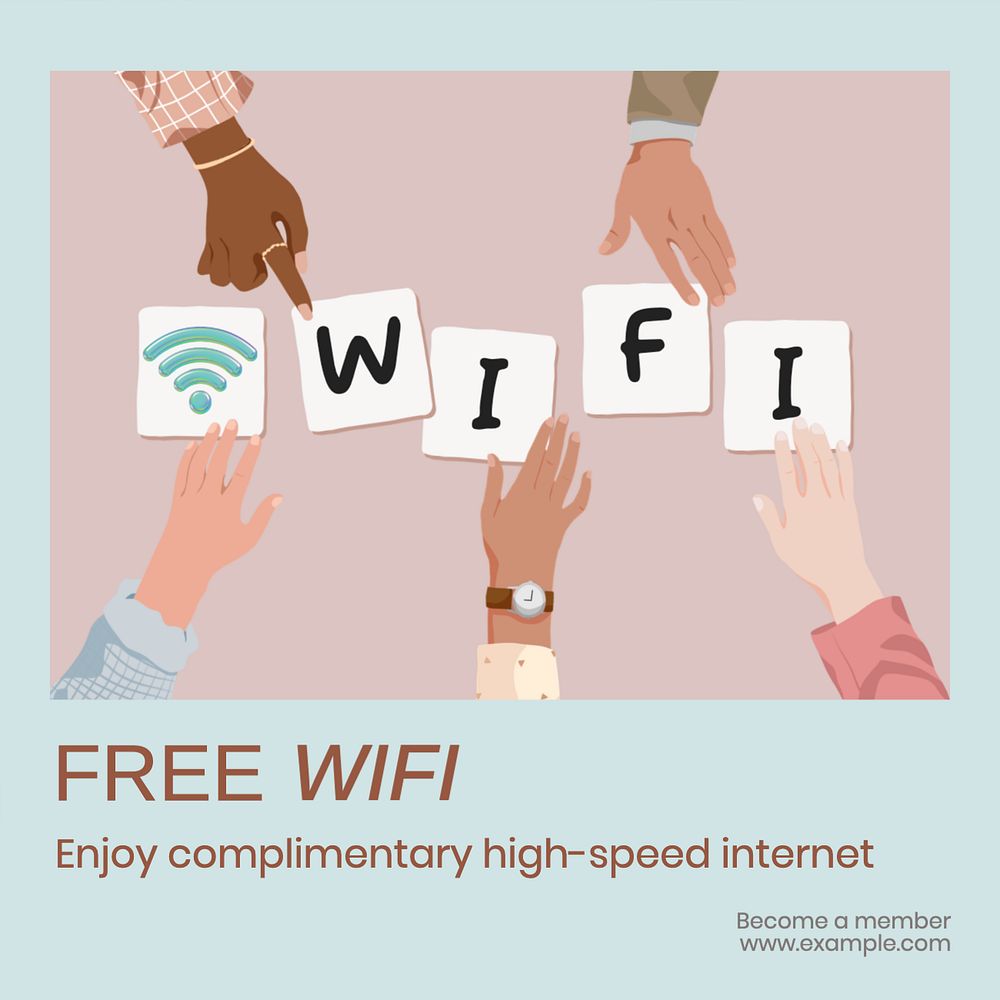 Free wifi Instagram post template, editable text