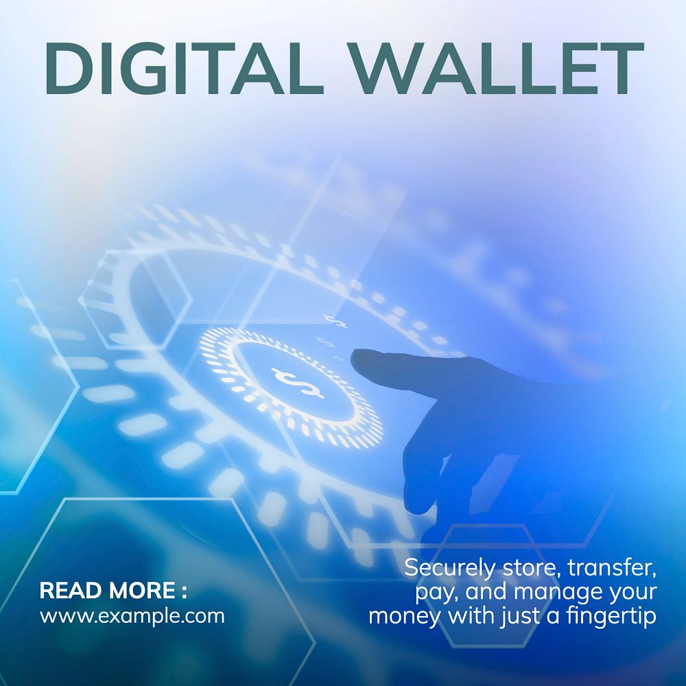 Digital wallet Instagram post template, editable text