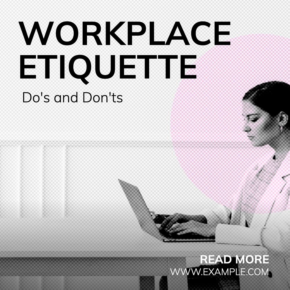 Workplace etiquette Instagram post template, editable text