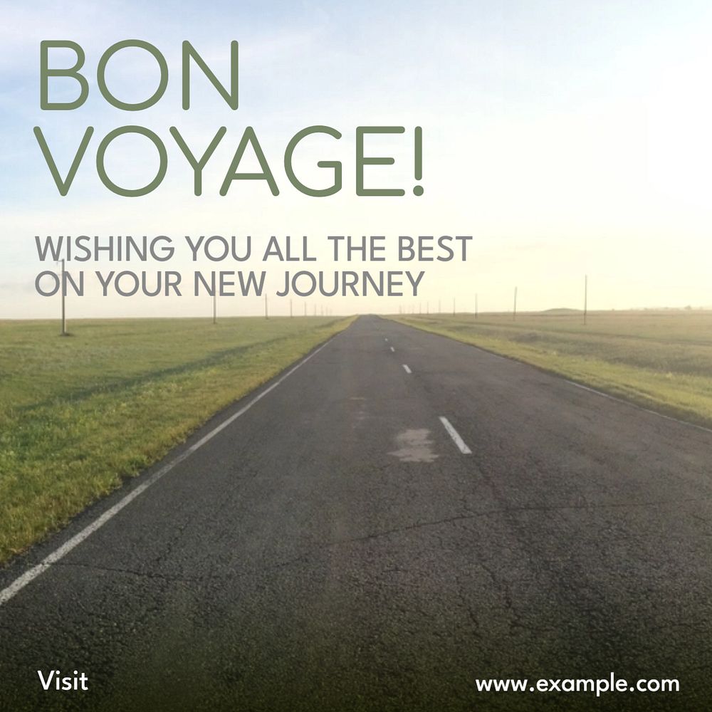 Bon voyage Instagram post template, editable text