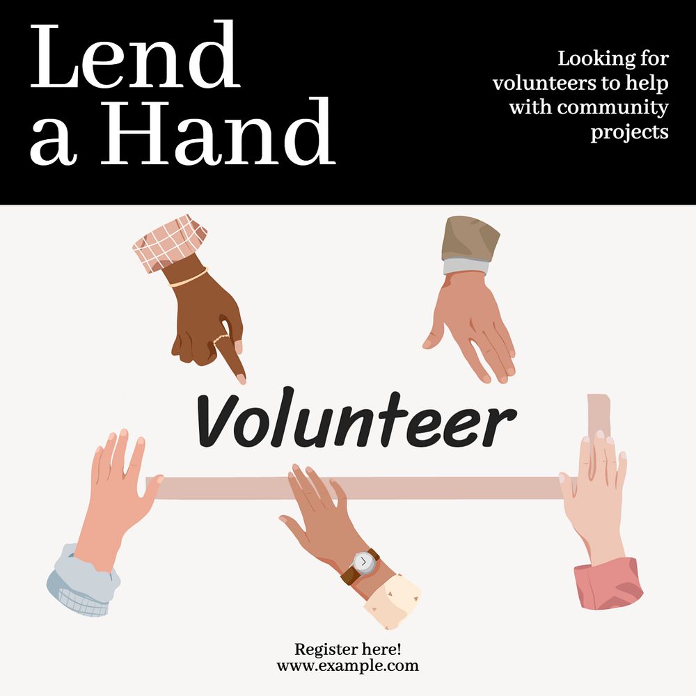 Volunteer Instagram post template, editable text