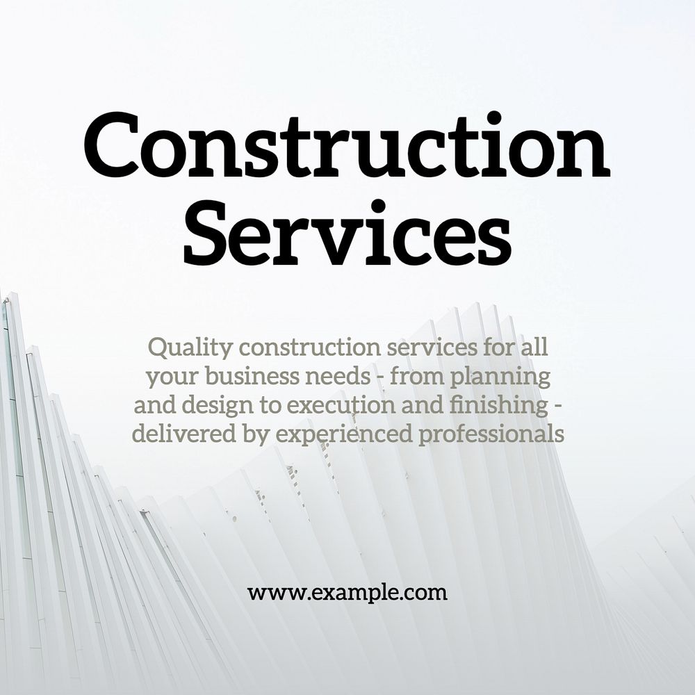 Construction services Instagram post template, editable text