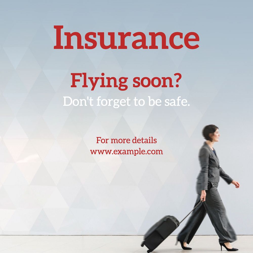 Travel Insurance Instagram post template, editable text