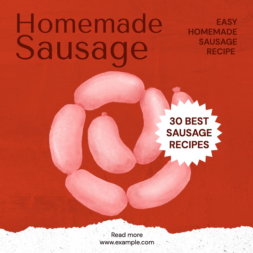 Homemade sausages  Instagram post template, editable text