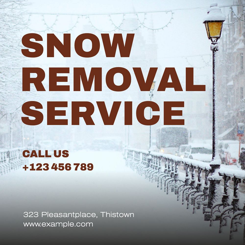 Snow removal service Instagram post template, editable text