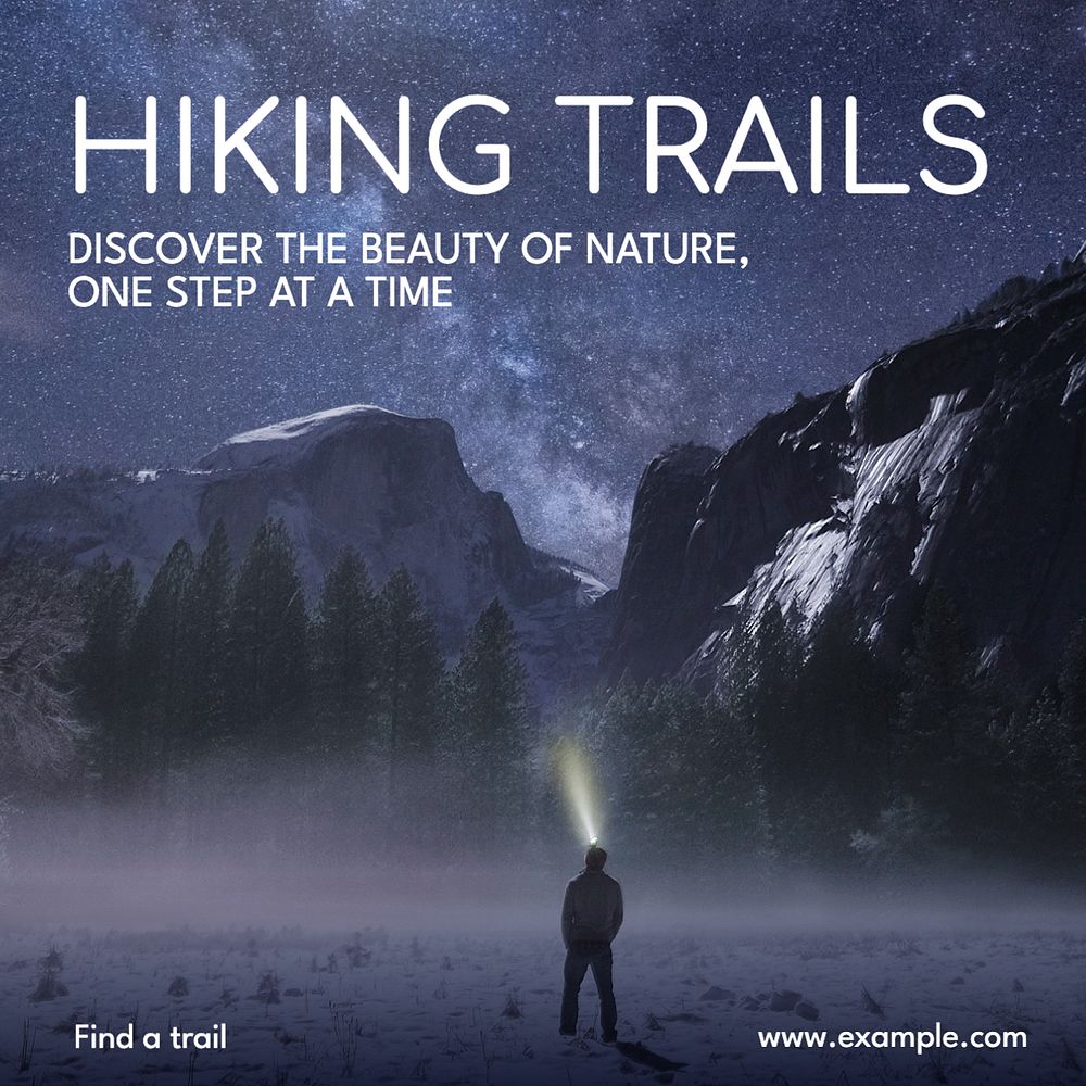 Hiking trails Instagram post template, editable text